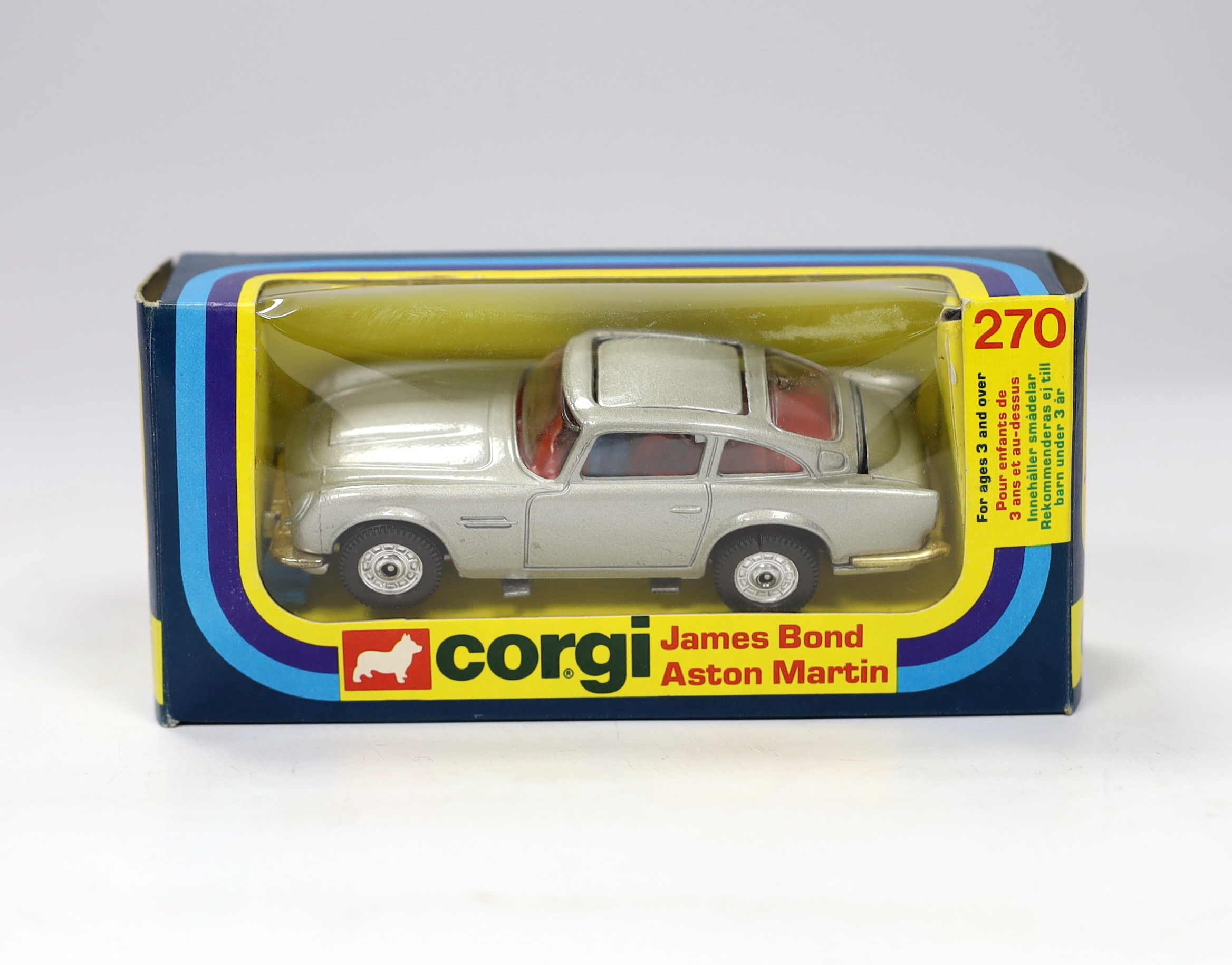 A boxed Corgi (270) James Bond Aston Martin, a 1970s issue in striped window box